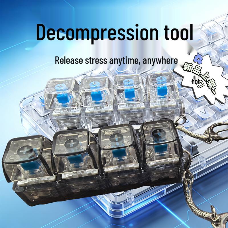 Cross-border 4-key Mechanical Keyboard Decompression Fidget Keychain Toy Tester