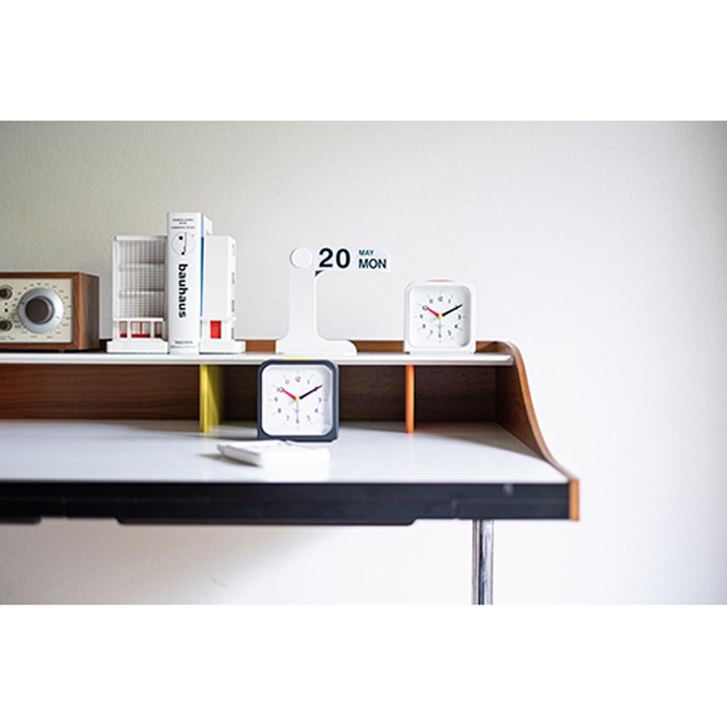 El Commune Bauhaus GENE ALARM CLOCK Universal Alarm Desk Clock, White, DCL-009