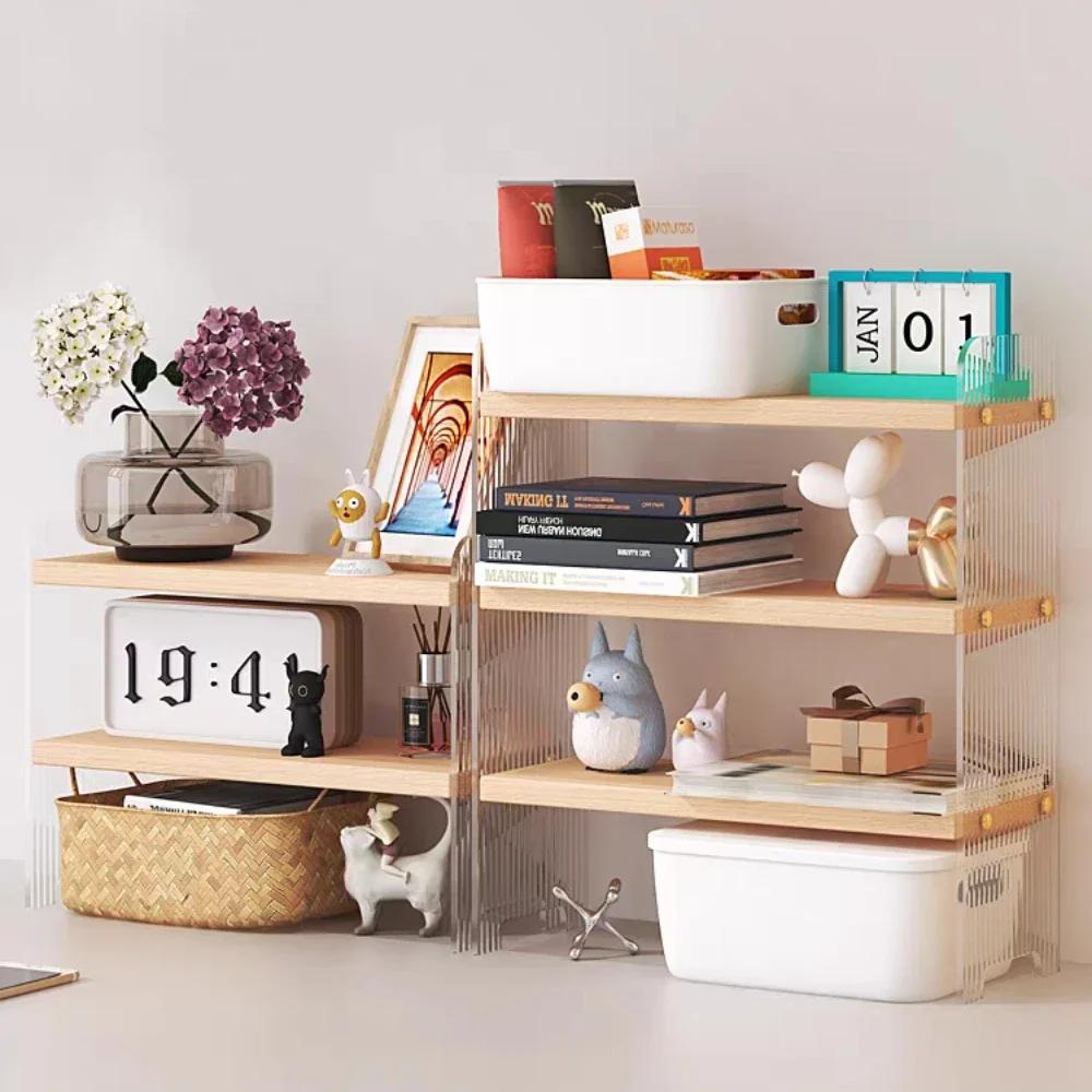Desktop Storage Rack Office Supplies Organizers 3 Layers Acrylic Bookshelf Desk Holder Dormitory Book Shelf Kitchen Storage Rack