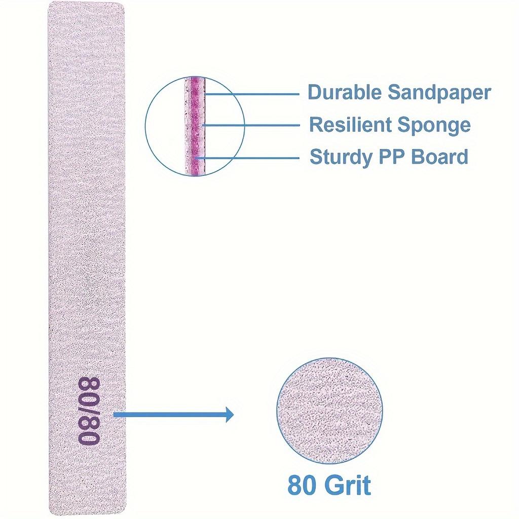 12 ks Pilník na nehty s pískovým povrchem, Pilník na nehty Sandboard, pro akrylové a gelové nehty, Hrubý pilník na nehty Oboustranný 80 Pískový povrch Šmirglový Profesionální Filtr