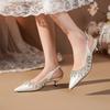 Mode Luxus Strass Quaste Satin Damen Pumps Elegant Spitz Stiletto Hohe Absätze Slingbacks Mode Frühling Sommer Partyschuhe