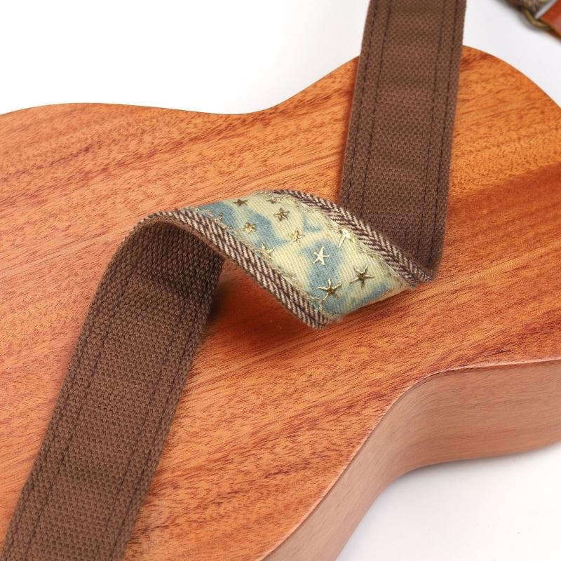 Cowboy Star Pattern Ukulele Strap Leather Adjustable Shoulder Strap Acoustic Ukulele Belt for Comfortable Playing