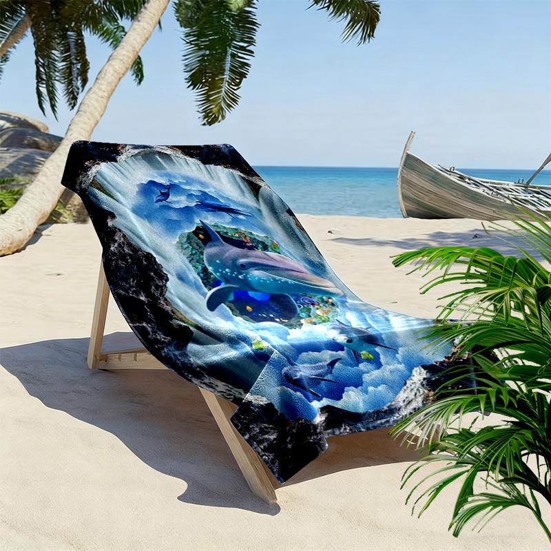 3D Ocean Animal Print Beach Towel, Large Soft Quick Dry Towel for Beach Camping Swimming