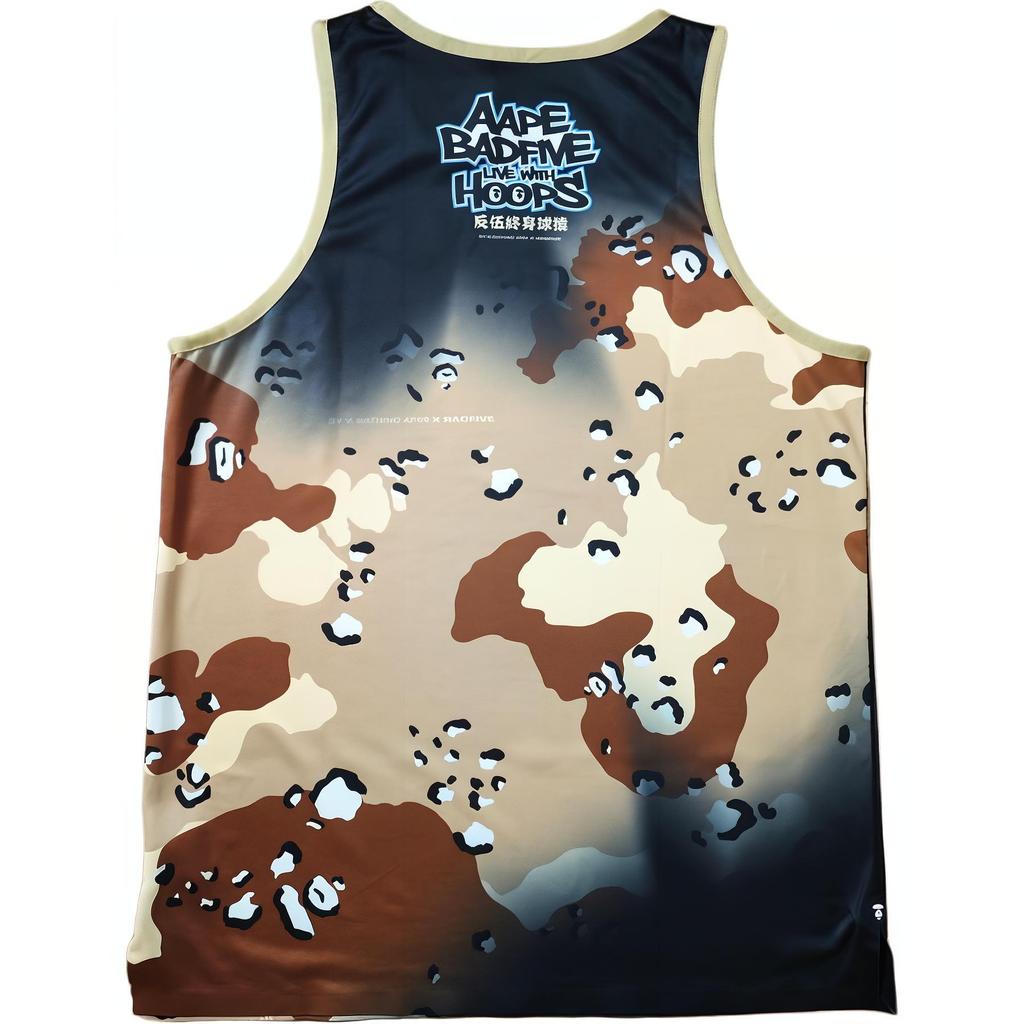 Li Ning X Aape Collaboration Anti-Five Series Breathable Sports Jersey Men Tops Brown-Camouflage AAYT987-1
