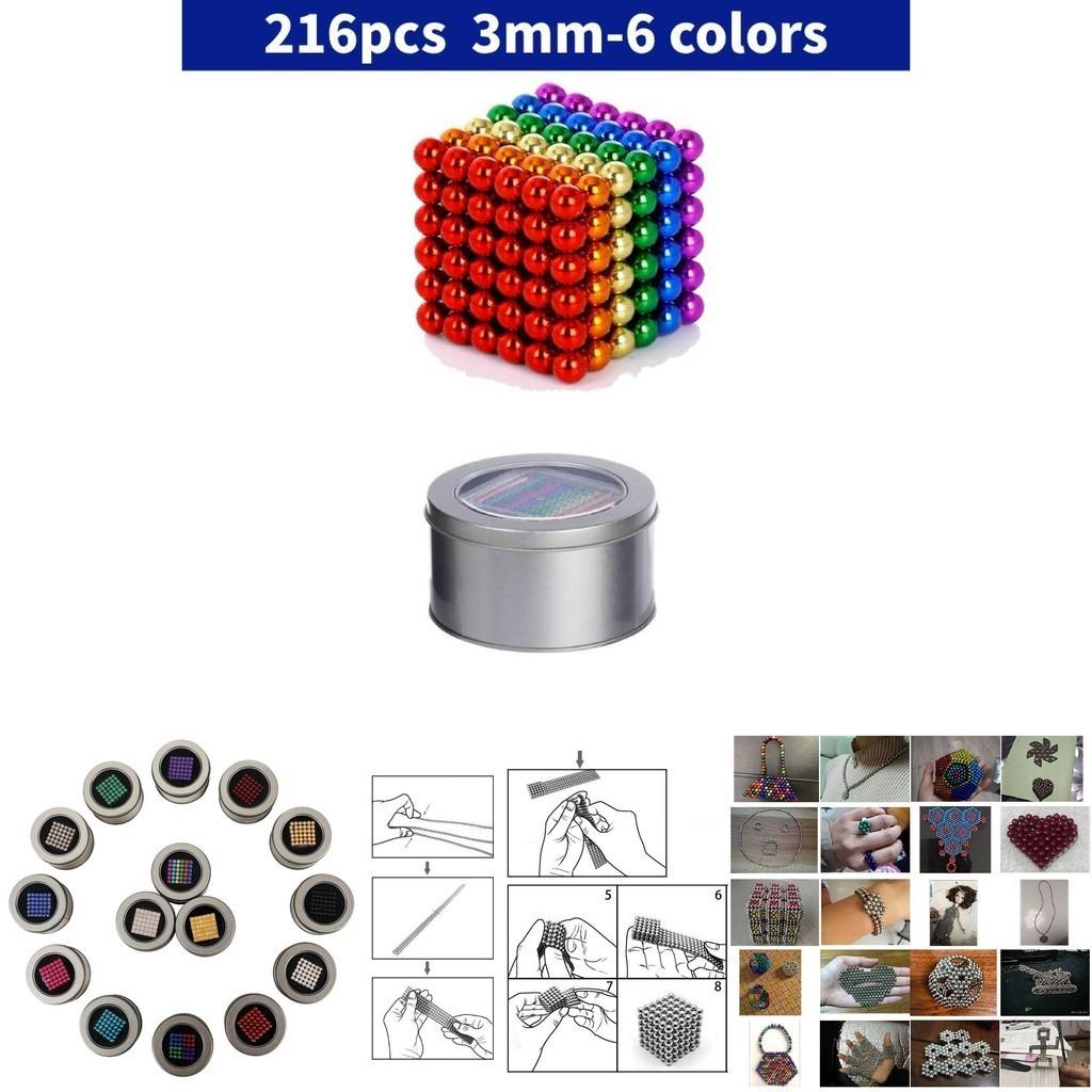 Magnetiske Stressavlastningskuler 216 Stykker 3mm 5mm Magiske Magnetkuler Leketøy