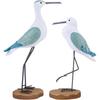 2 Pcs Nautical Statue Seagull Figurine Decorations Vintage Bird Statue Coastal Beach Table Home Decorations Nautical Green