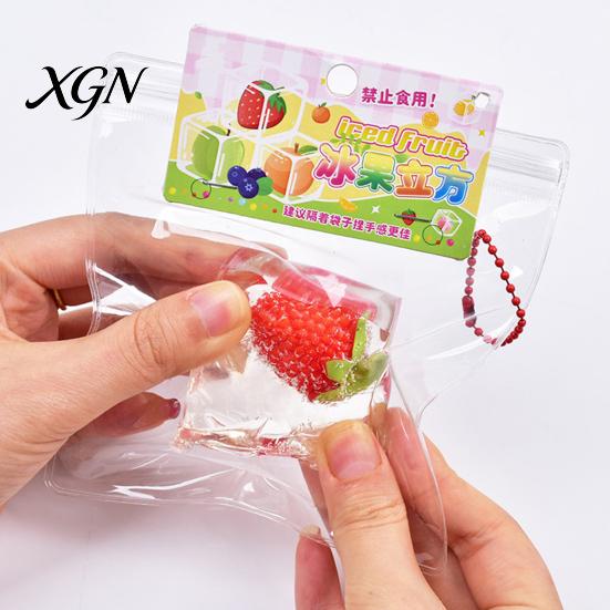 Stress Relief Squeeze Toy Crystal Ice Jelly TPR Soft Fruit Reliever Durable Mud Texture Fidget Sensory for Party Game Relaxation Tool Ball