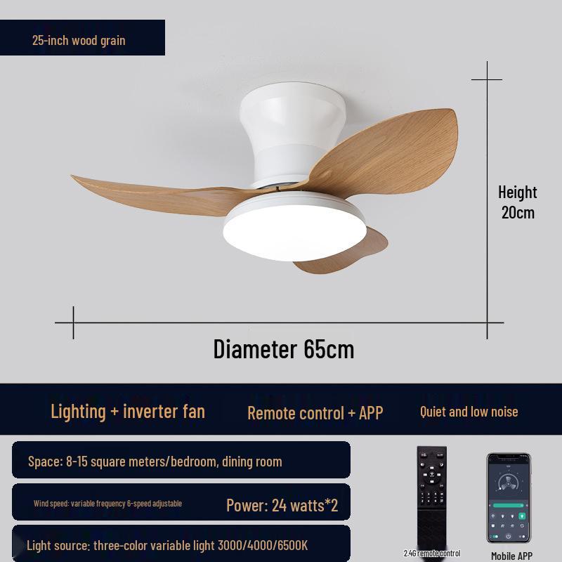 2025 Nordic Ceiling Fan Light: Variable Frequency, Compact Design, Suitable for Bedroom - Meets Japanese & American Standards