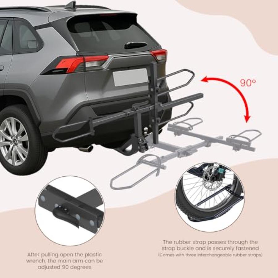 HeavyDuty Foldable Carrier Rack with 170 LBS Capacity for Trike or Electric Tricycle Hitch Mount Bicycle Platform Receiver Comp