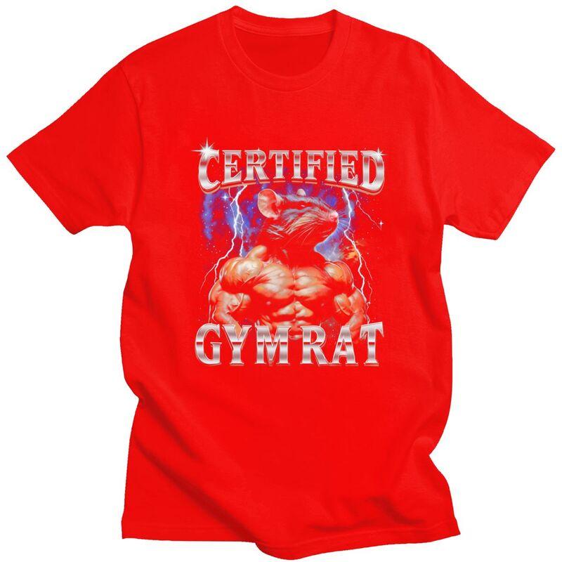 Mens Certified Gym Rat Funny Meme T Shirts Round Neck Short Sleeve 100 Cotton TShirt Casual Loose Oversized Streetwear Clothes