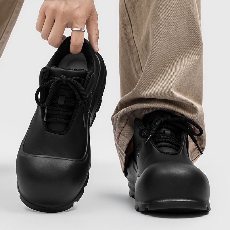 Big head niche bread shoes American thick sole heightening casual trendy shoes black design board shoes U