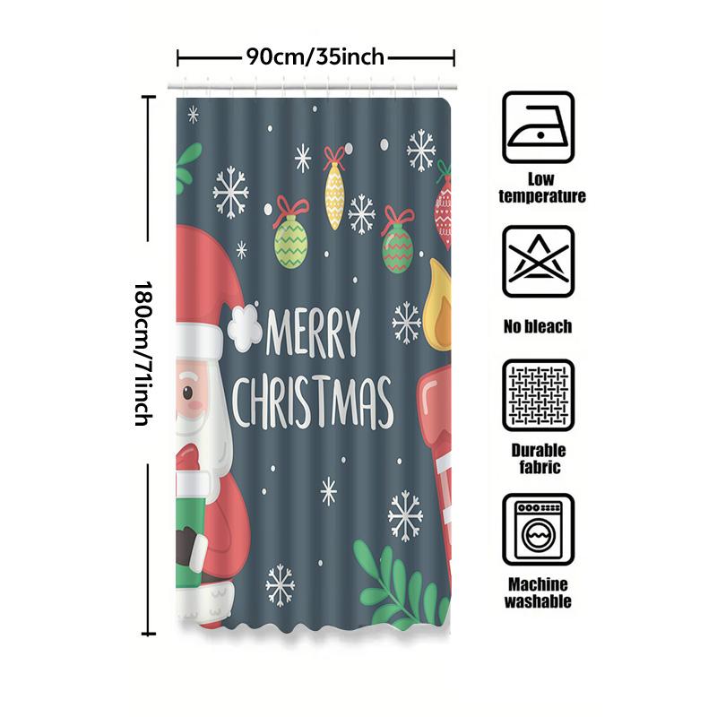 TU Christmas Shower Curtain Festive Holiday Decor Merry Xmas Bathroom Set Waterproof Holiday Home Decor Gift Modern Style