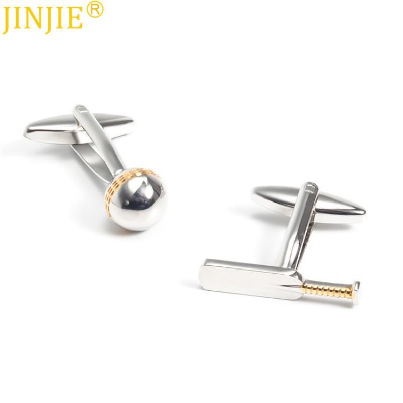 High End Electroplated Silver Paddle Ball Shaped Metal Cufflinks French Pure Natural