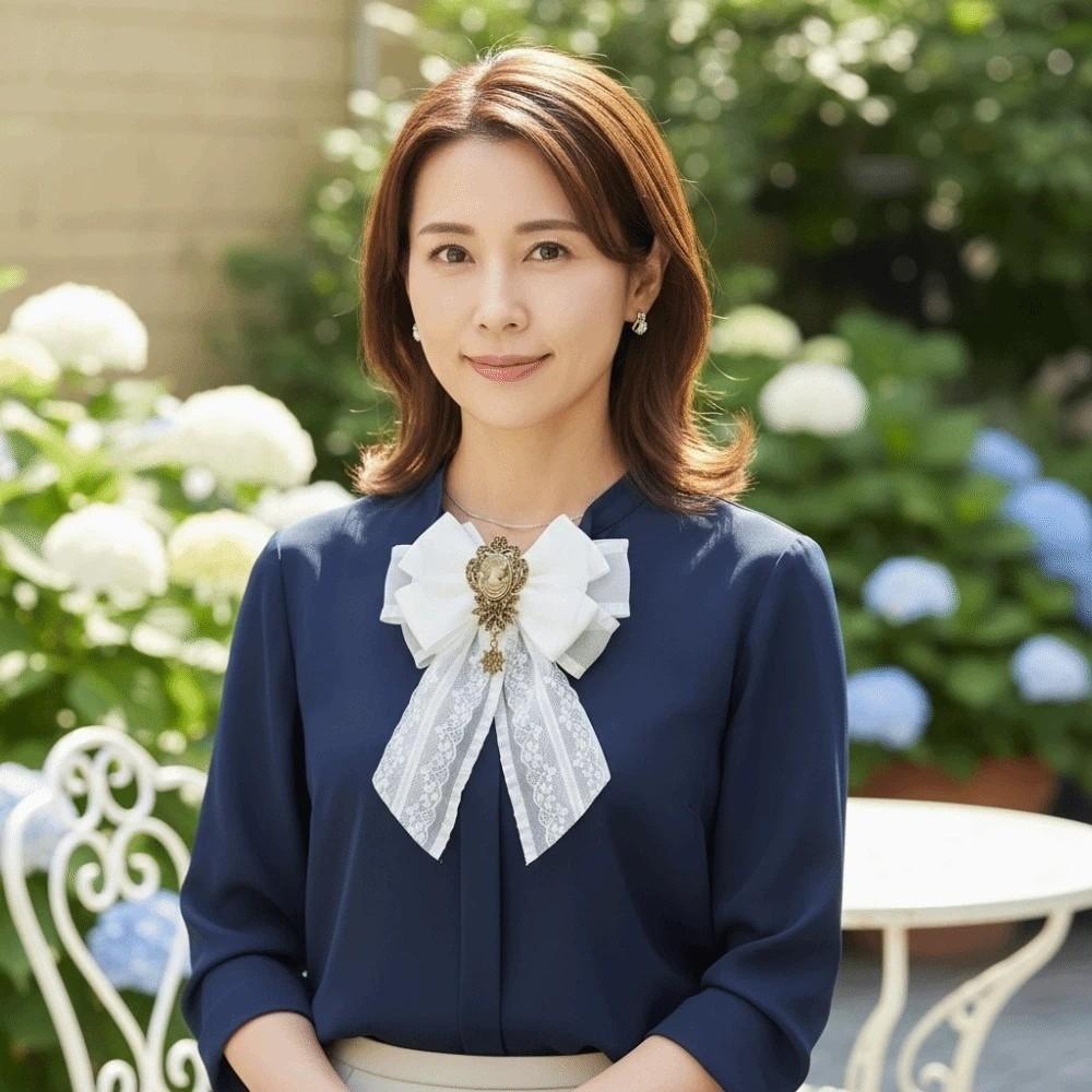 Solid Color Lace Ribbon Bow Tie Enchase Design Decoration Shirt Tie Vintage Lolita Necktie  Men