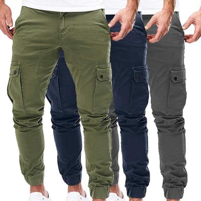 Herrenhose mit Kordelzug, einfarbig, Knöchelband, lässige Cargohose mit mehreren Taschen für den täglichen Gebrauch