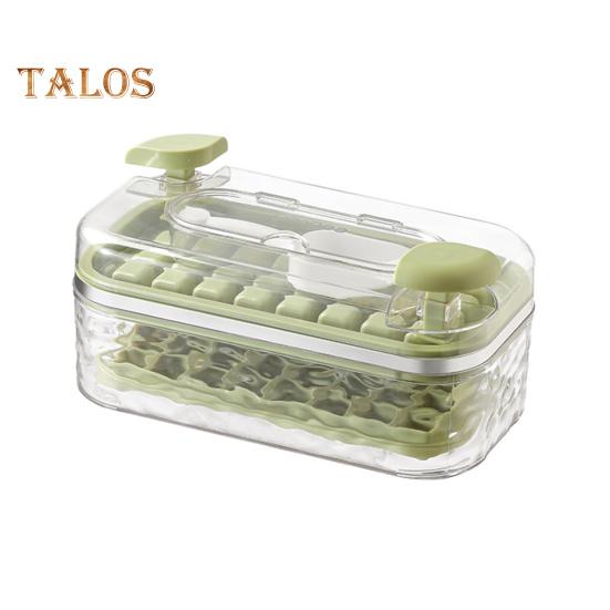 Tavă de gheață cu capac și recipient Previne mirosurile 32 de grile Tăvi pentru cuburi de gheață cu eliberare ușoară Aparat de gheață tip împingere pentru congelator Whisky Cocktail Cafea Ceai