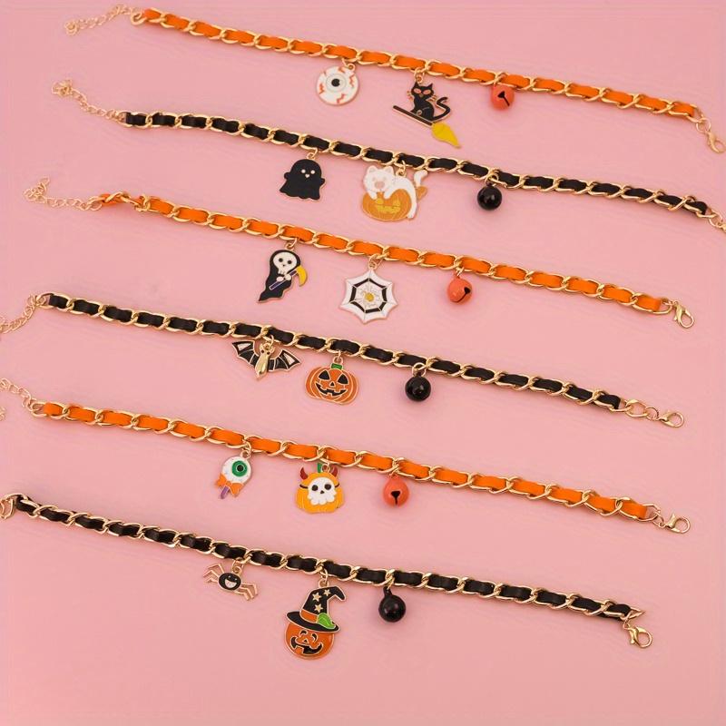 Pet Halloween Collar Velvet Metal Bell Pumpkin Bat Pendant Cat Dog Necklace Accessories