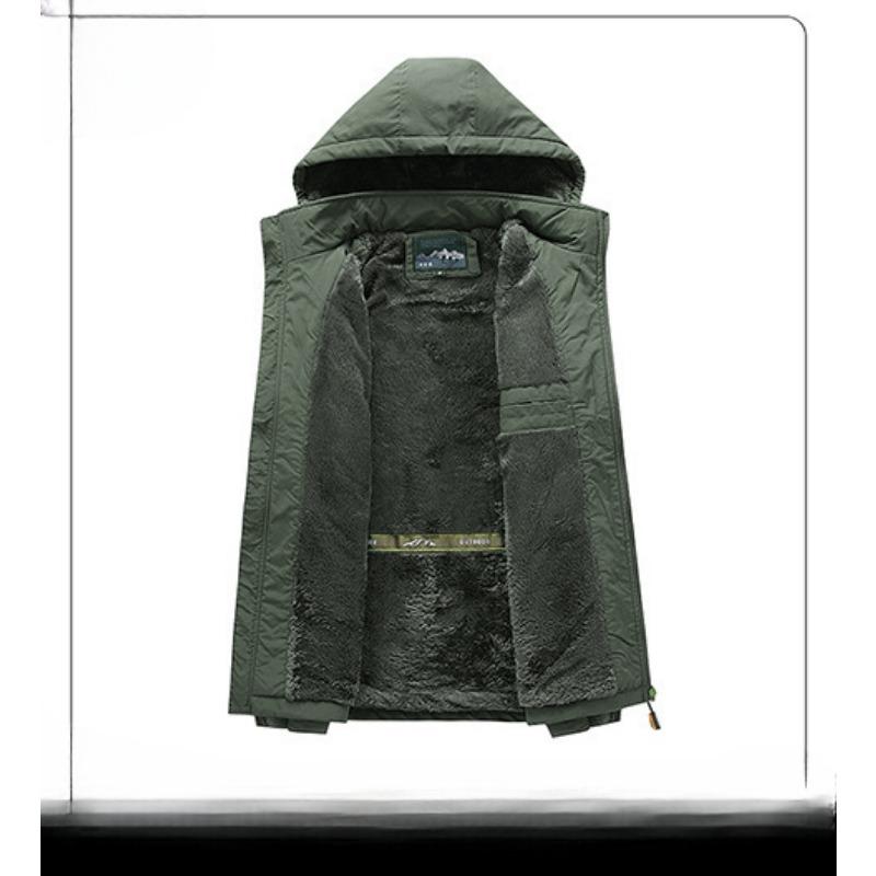 Casual Middle-aged Jacket Large Size Medium and Long Fleece Thickened Waterproof and Breathable Men's Jacket