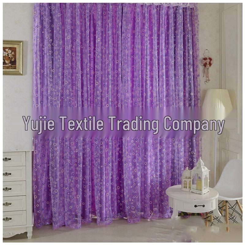 Offset Printing Transparent Window Curtains - Ready-Made Yarn Circle Design.