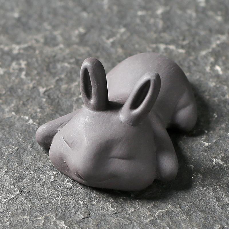 1pc Yixing Handmade Purple Clay Tea Pet Rabbit Statue Tea Figurine Ornament Boutique Tea Table Accessories Home Decoration