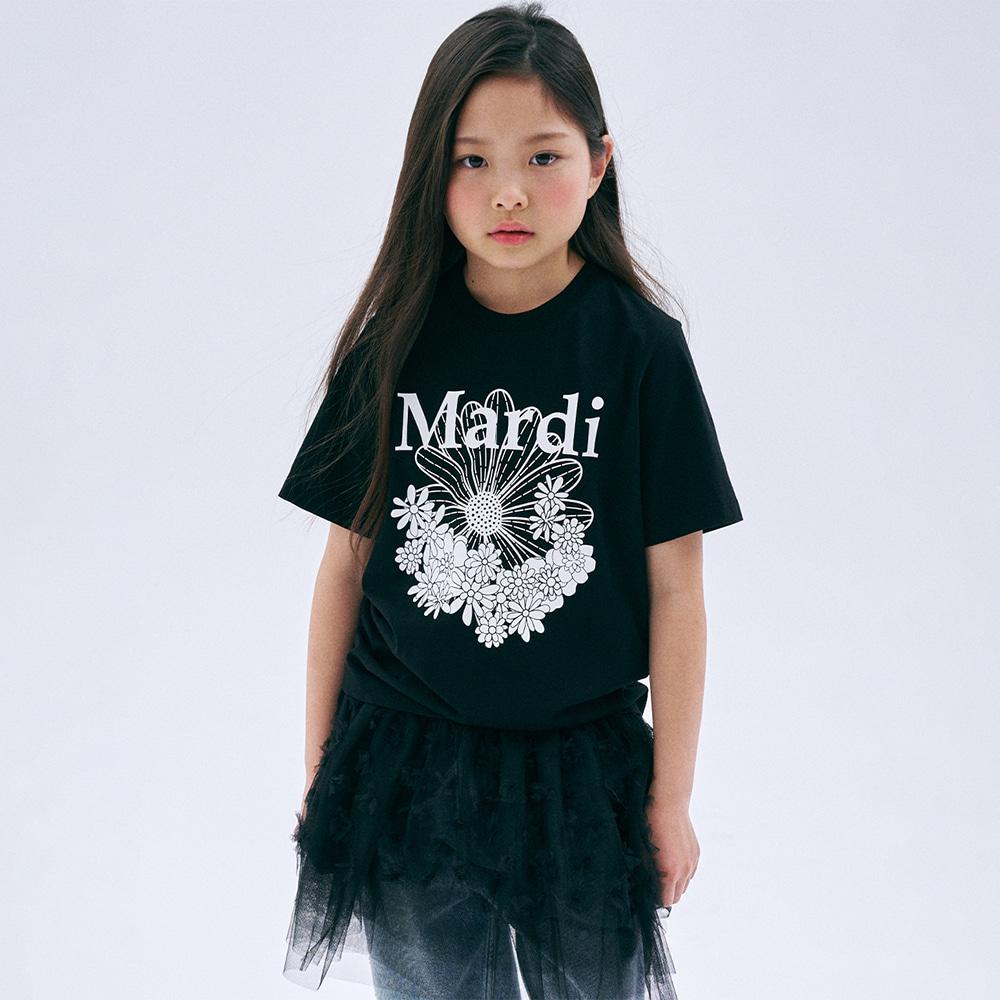 [mardimercredi] KIDS TSHIRT FLOWERMARDI JARDIN_BLACK WHITE S(100)