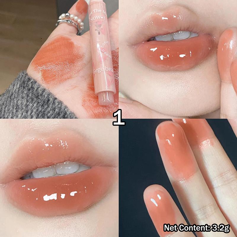 Water-Light Lip Glaze Mirror Glitter Lip Tint Long Lasting Moisturising Love Heart Shape Solid Lipstick Pen Lips Makeup Cosmetic