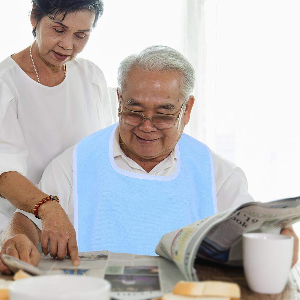 Adjustable Adult Bib for Elderly Seniors Special Needs Reusable Cotton Food Stain Protector for Eating Feeding Makeup Face
