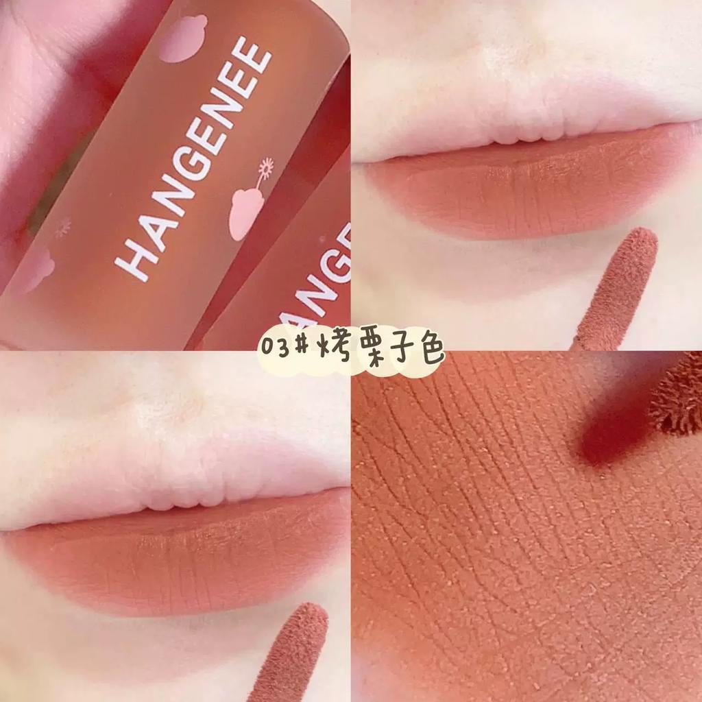 Playful Bear's New Matte Lip Glaze Velvet Glossy Lipstick Retro Red Brown Color That Brightens the Complexion and Lasts Long Genuine Flagship Store