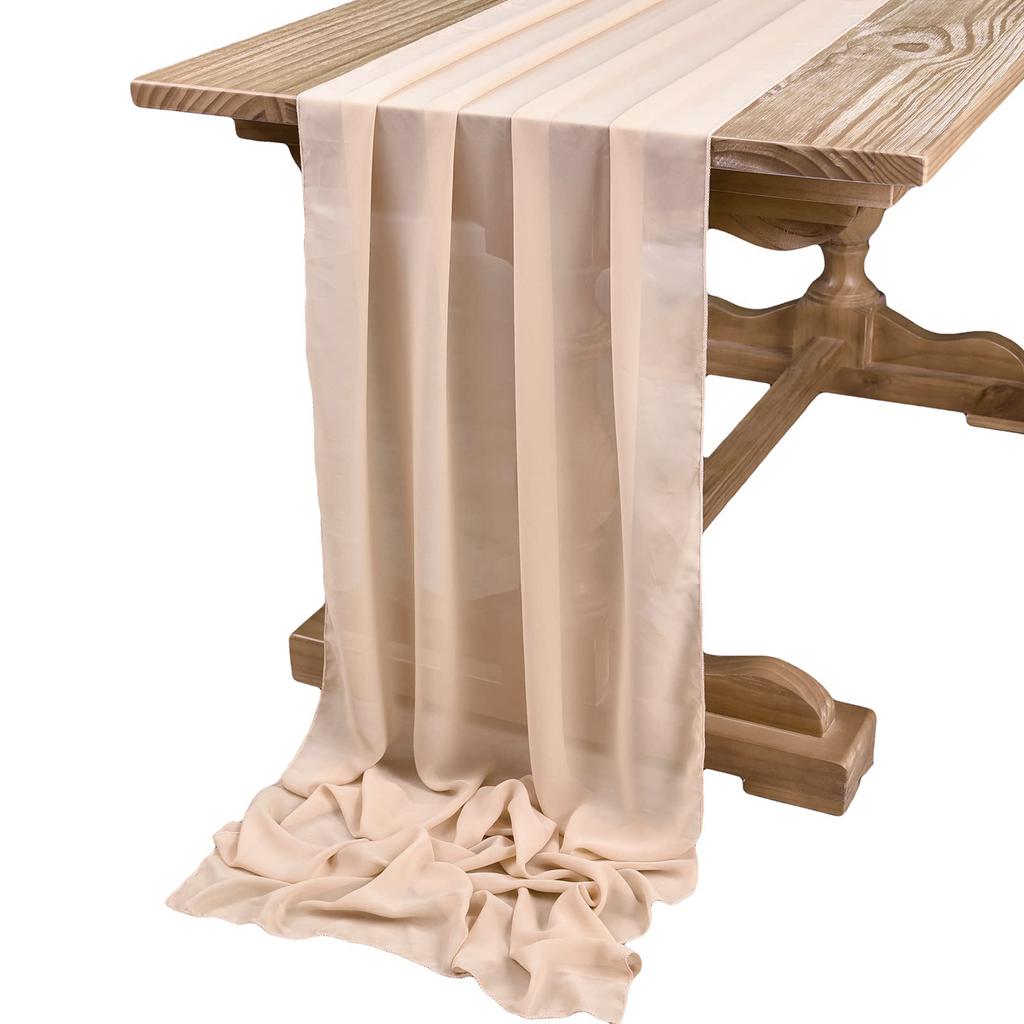 Sage Green Chiffon Wedding Table Runner Table Setting Gauze Sheer Vintage Dining Birthday Party Cake Table Decor Marriage