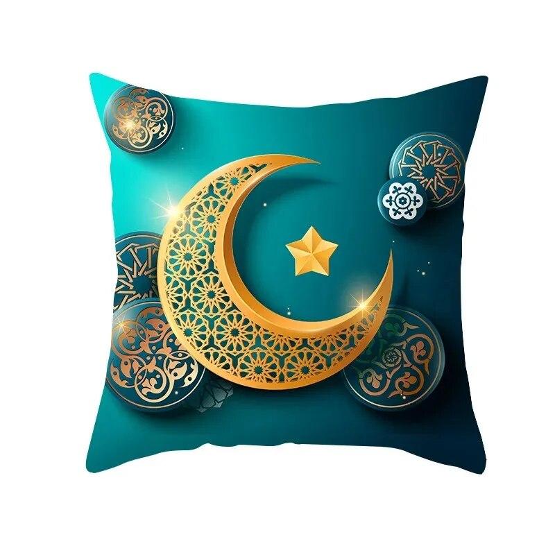 Islamic Eid Mubarak Decorative Pillowcase Home Decor Sofa Cushion Cover Ramadan Cotton Mosque Muslim Pillowcase 45X45CM