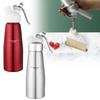 Bottiglia sifone per panna montata in acciaio inox di alta qualità, ideale per decorare e guarnire il caffè, disponibile nei formati da 500 ml e 1000 ml.
