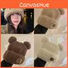 Womens Fashionable Bear Plush Hat Soft Knitted And Warm Winter Headwear