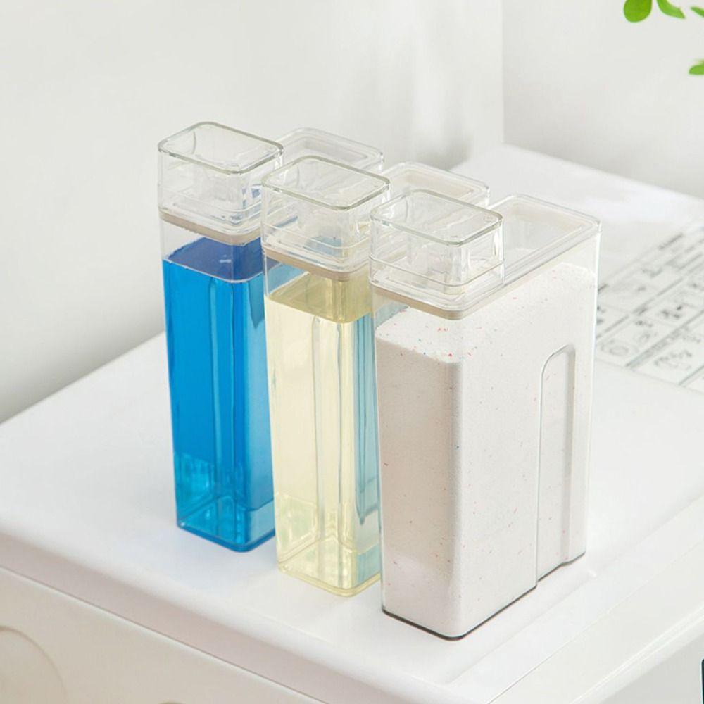 Transparent Laundry Detergent Dispenser Bottle Sealed with Measuring Cup Detergent Powder Tank Large Capacity 1.3L