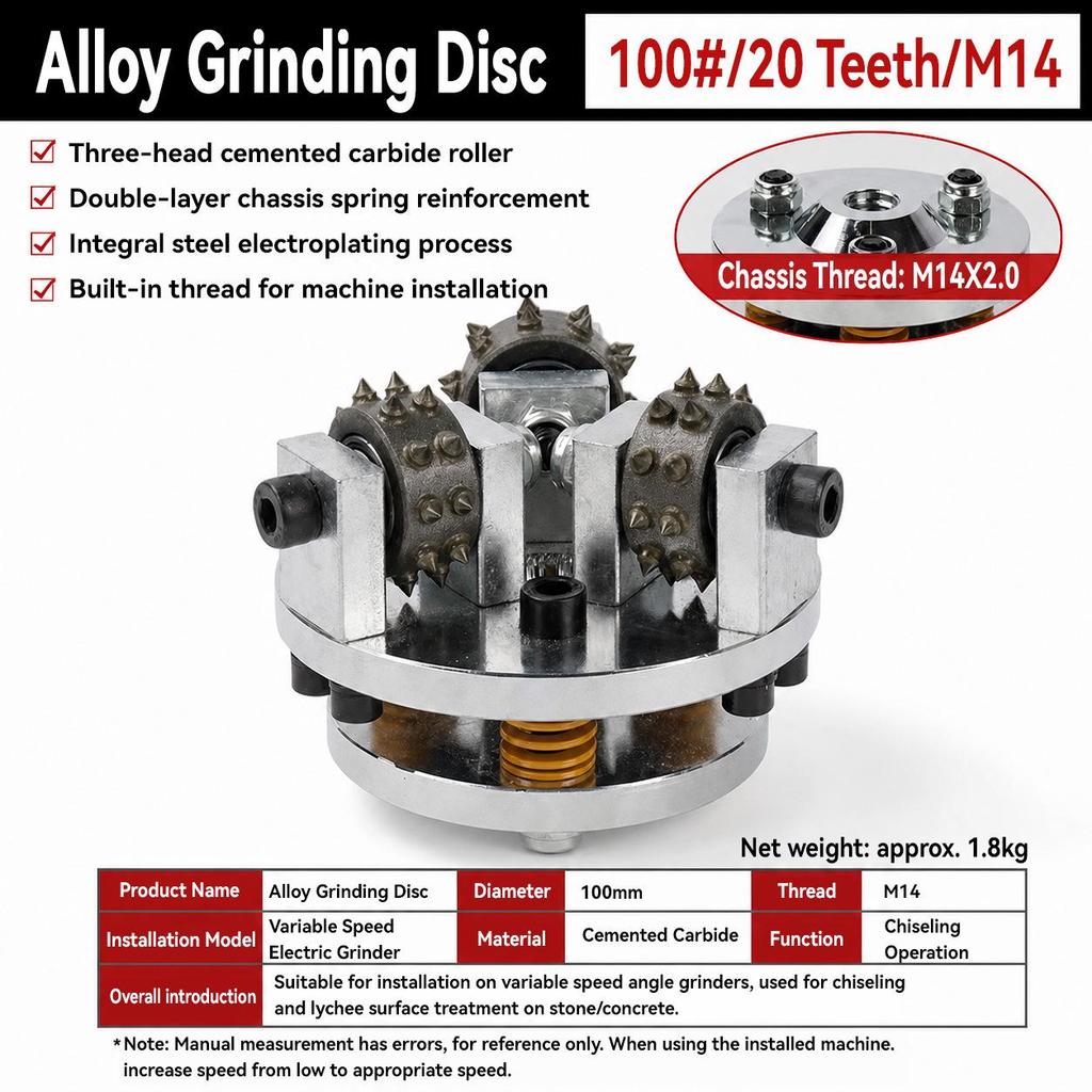Lychee Surface Bush Hammer Wheel, 4" 20-Tooth & 5" 30-Tooth Grinding Disc for Angle Grinders
