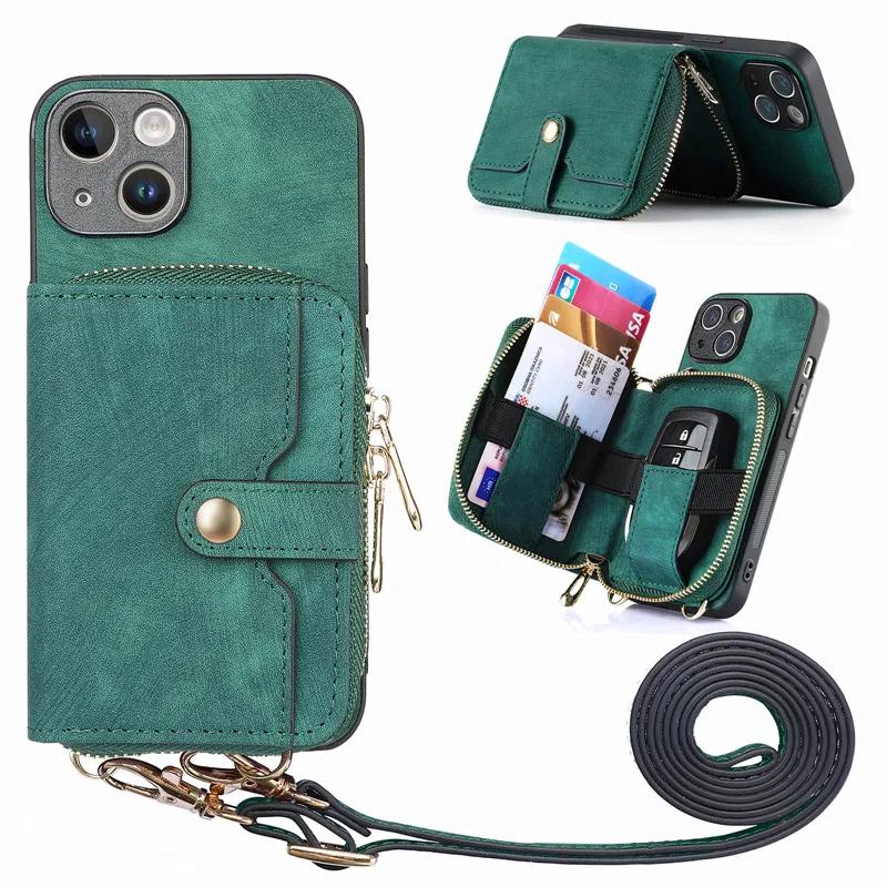 

Lanyard Zipper Wallet Card Phone Case For XiaoMi RedMi 14C Note 14 Pro Plus 13 12 11 11S 10 Leather Flip Purse Holder Cover Bag RedMi 14C