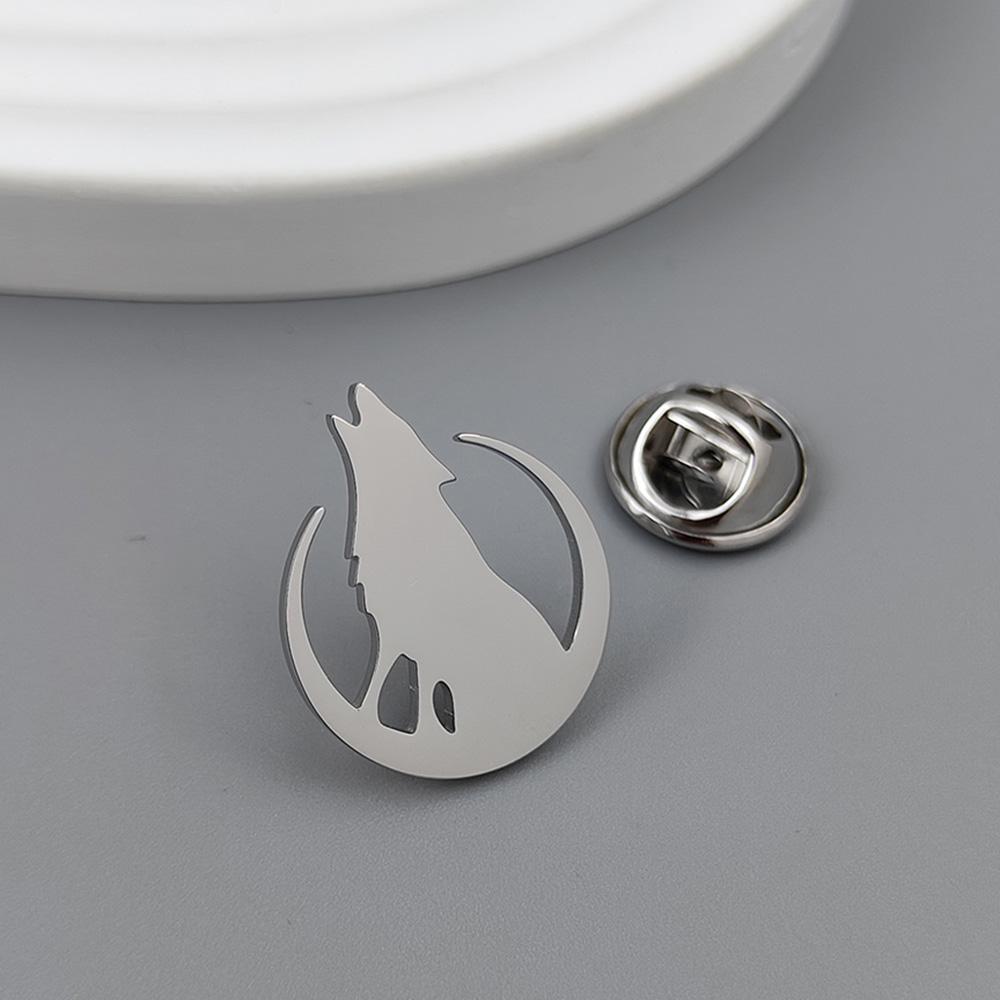 

Moon Wolf Howl gold-plated badge, women s anti-exposure buttons, suit lapel pin, collar brooch, formal accessories серебряный