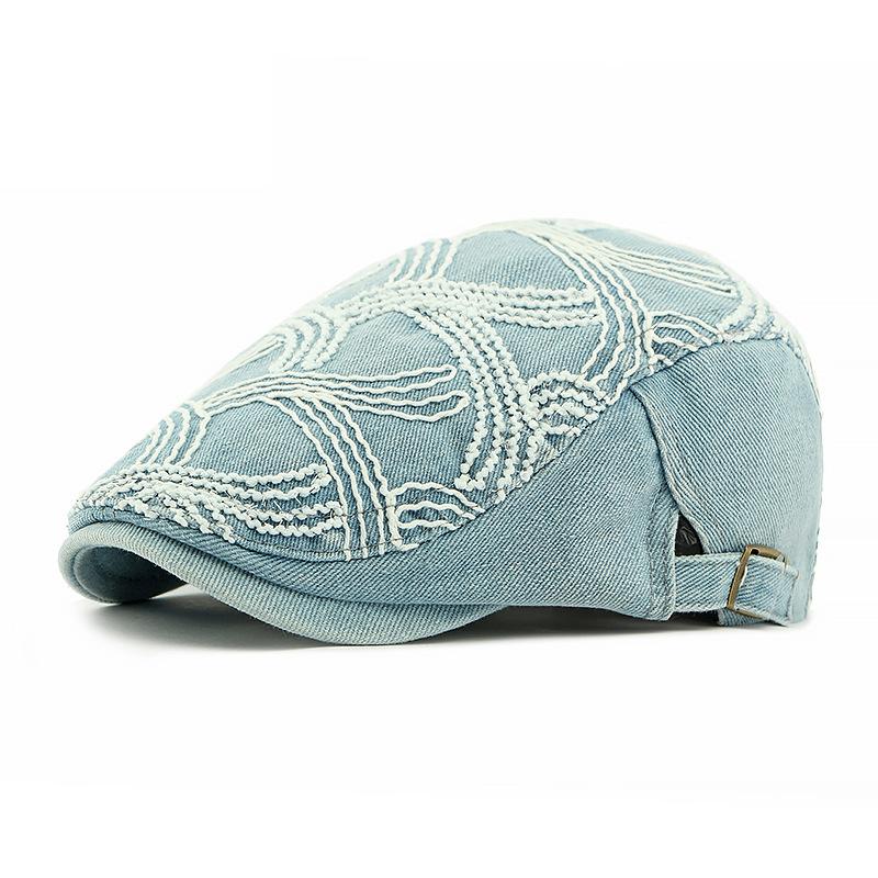 

Берет Женский Британский Винтажный Кепка с Козырьком Джинсовая Прогрессивная Кепка светло-синий