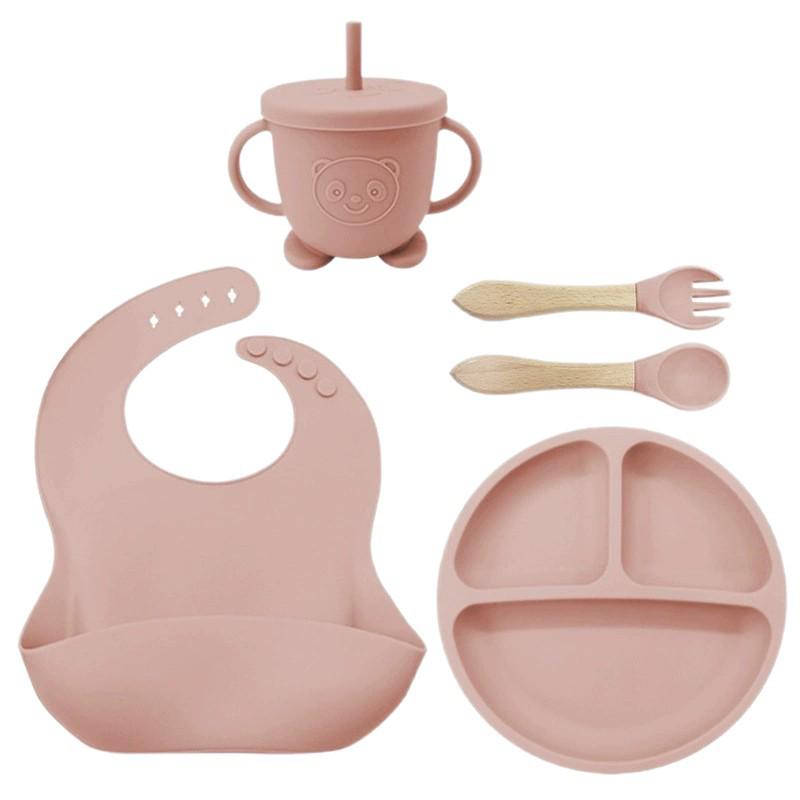 Children's Silicone Tableware Set: 8-Piece Suction Cup, Anti-Fall for Baby & Mom