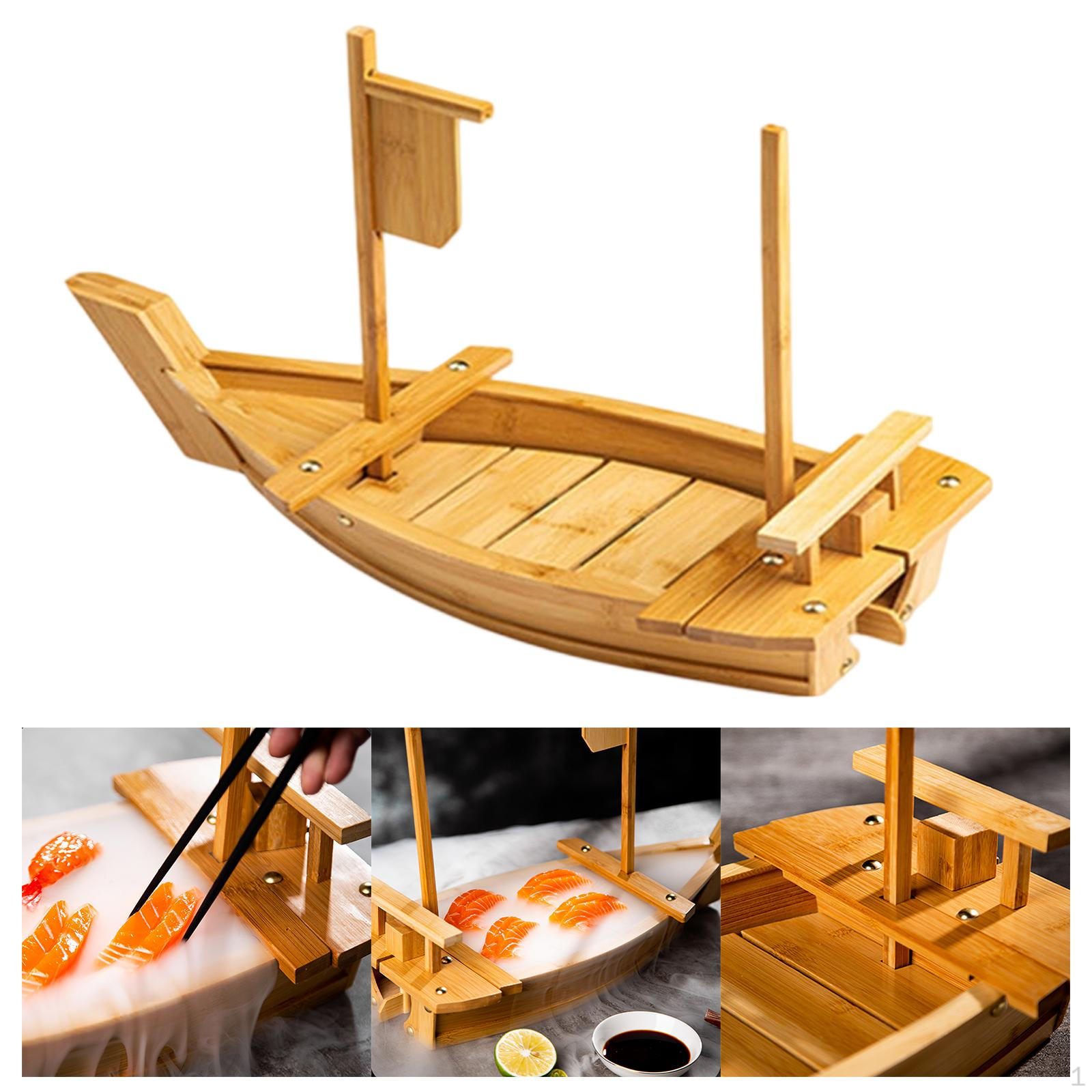 

Wooden Sushi Boat Plate Multipurpose Simple to Clean Serving Board for Birthday Parties Home 70x24cm