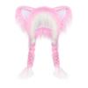 Soft Furry Animal Ear Hat with Braids for for Women and Girls Cartoon Earflap Hat Cosplay Winter Party and Themed Event