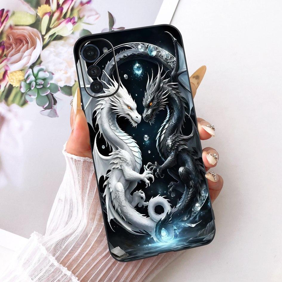 Silicone Case For Motorola Moto E32 E32s Cover Fashion Cartoon Dragon Painted Fundas Soft TPU Bumper For MotoE32 MotoE32s Casing
