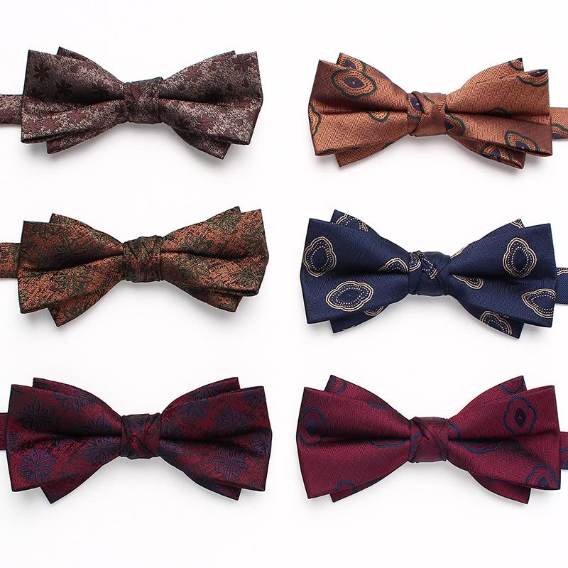 Men'S Wedding Dress Bow Tie Wedding Dress Shooting Chinese Personality Burgundy Bow Tie Double Bow Tie