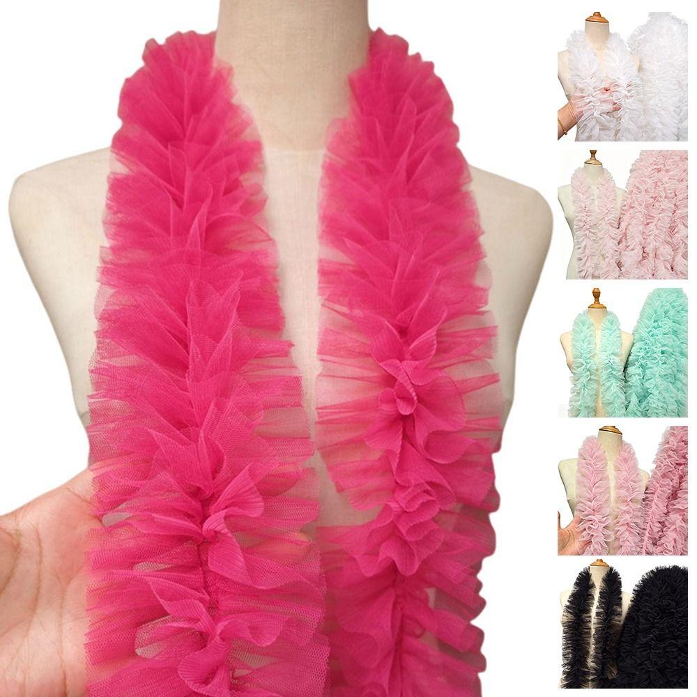 9cm Wide Double-Layer Mesh Colorful Woolen Strips Pleated Skirt Fabric Ruffle Trim Thick Lace Accessories Baby Doll Clothes