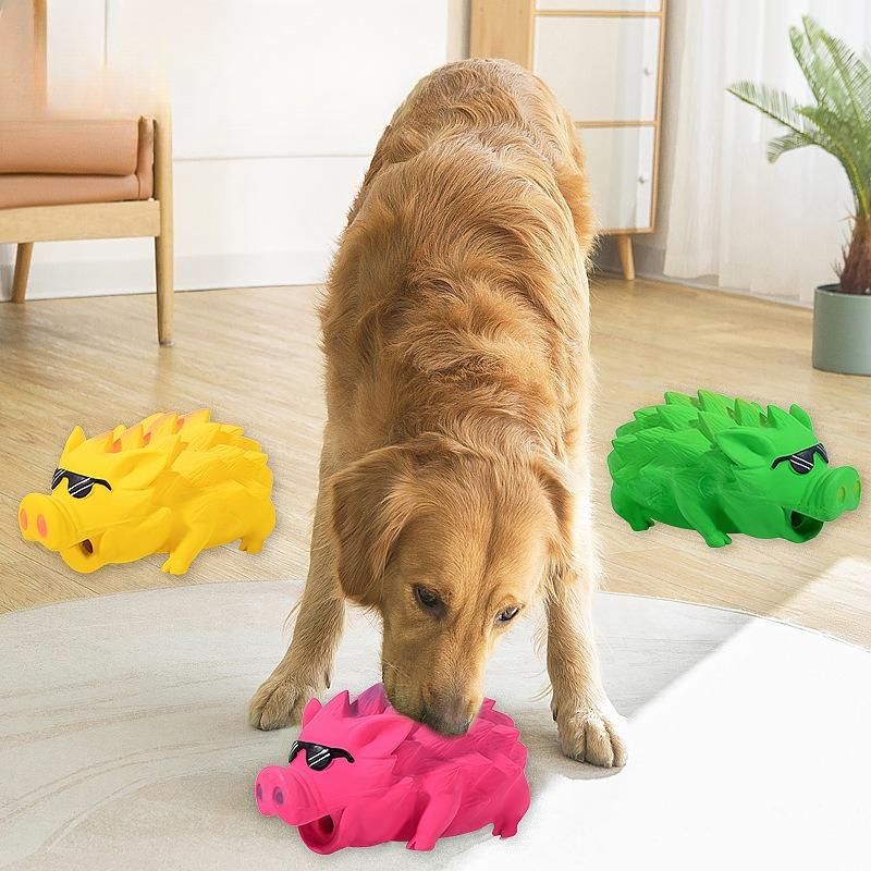 Pet Latex Toy Animal-shaped Latex Toy Squeaking Pig Head Ball Hedgehog Teething Toothbrushing Pet Toy
