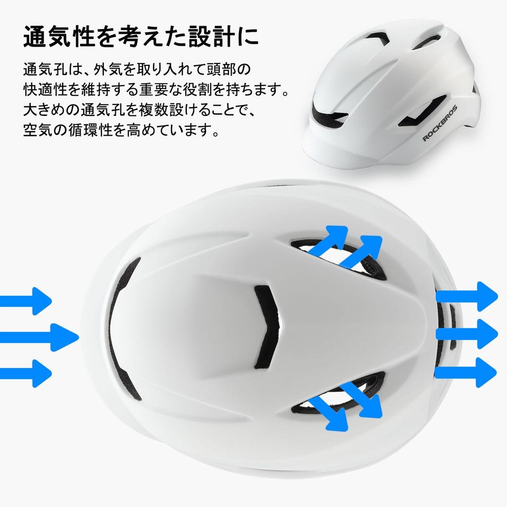 ROCKBROS Bicycle Helmet for Road Recommended Head Inches Cycling Helmet for City and Urban Adjustable and High School Students Adults, Bikes,