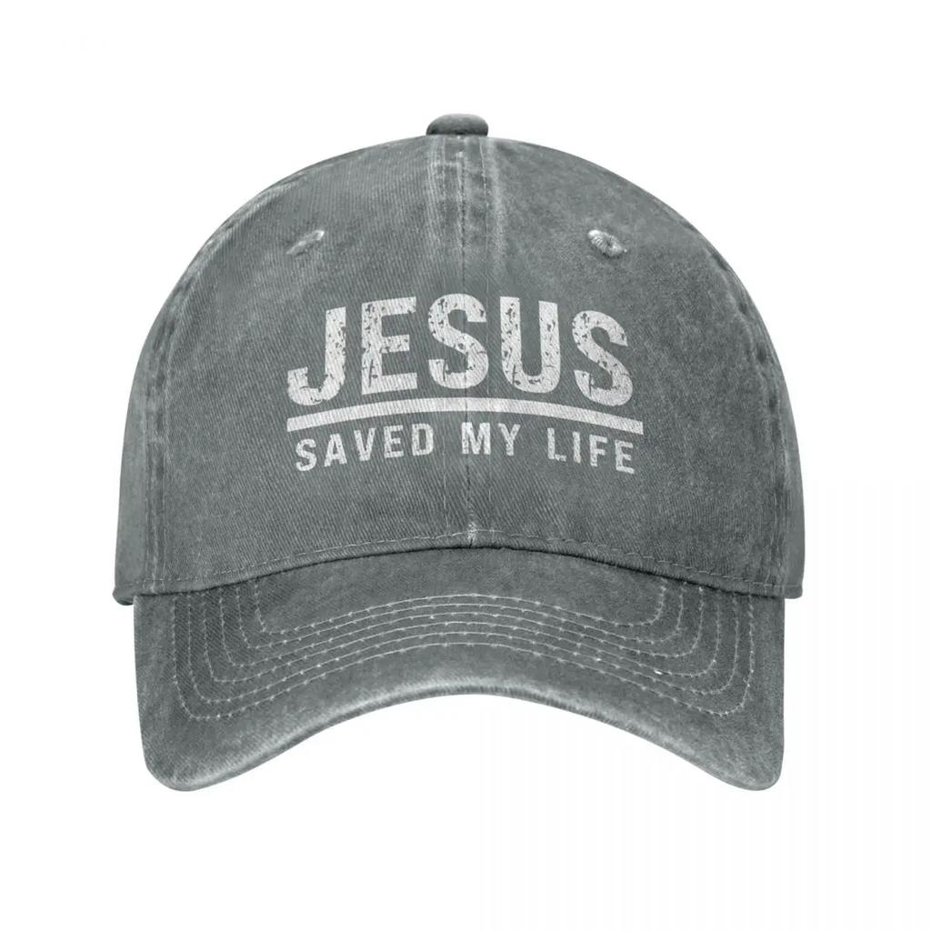 Casual Washed Cotton Jesus Saved My Life Christian Ponytail Baseball Cap Dad Spring Summer Snapback Hat Cap Hats