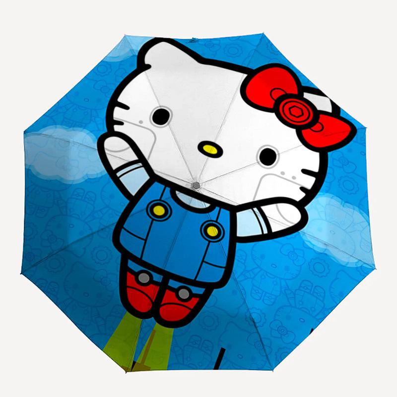 

1PC Robot Hello Kitty Automatic Folding Umbrella - Compact 8-Rib Design, Durable Plastic & Iron, Daily Use F010602