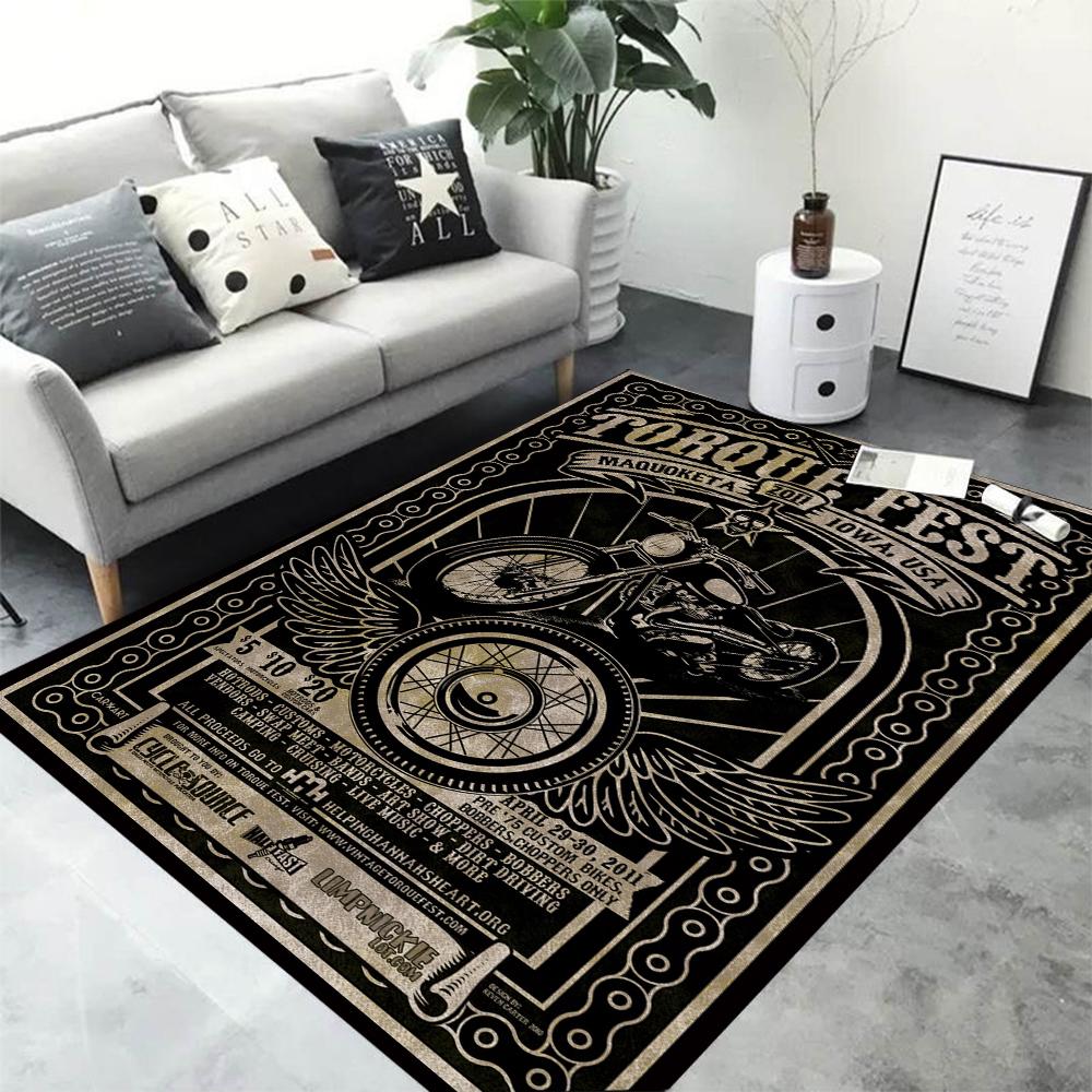 Winylowa Mata Podłogowa z Nadrukiem Motocykla Vintage - Antypoślizgowa Gruba i Łatwa w Utrzymaniu Dodaje Styl i Komfort - do Dekoracji Domu