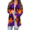 Women's Fashion Casual 2022 Halloween Print Medium Length Cardigan Jacket Coat
