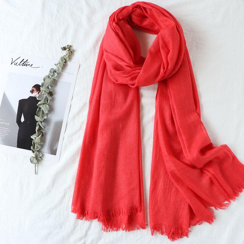 105*190cm One Piece Women Oversize Solid Plain Scarf Shawls Head Wraps Viscose Cashmere Muslim Frayed Hijabs Pashmina